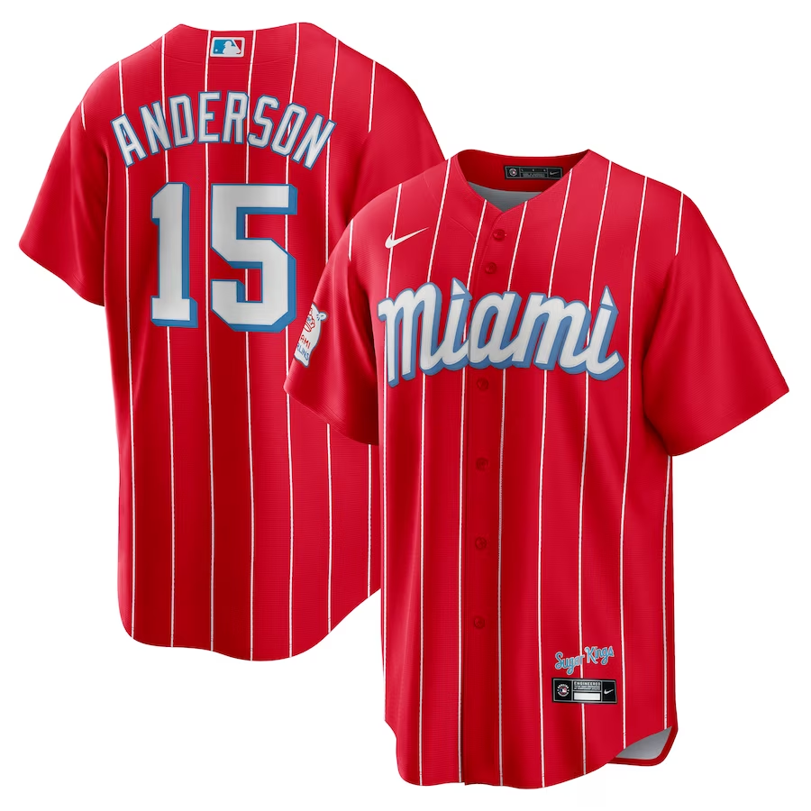 Men's Miami Marlins Brian Anderson #15 Red City Connect Jersey